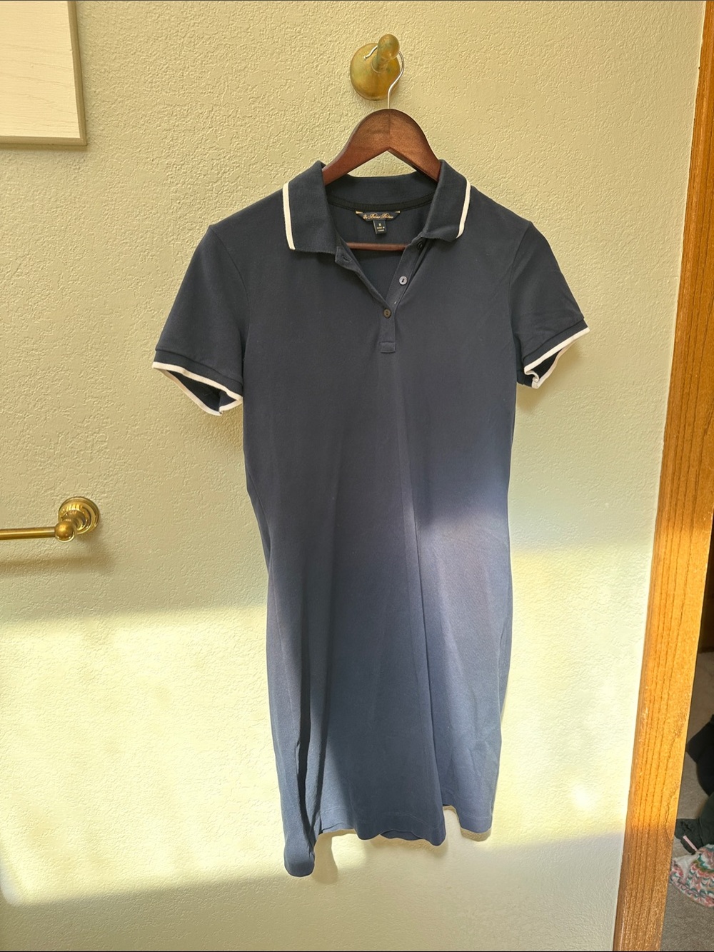 Brooks Brothers Navy Polo Midi Dress with White Trim Accents